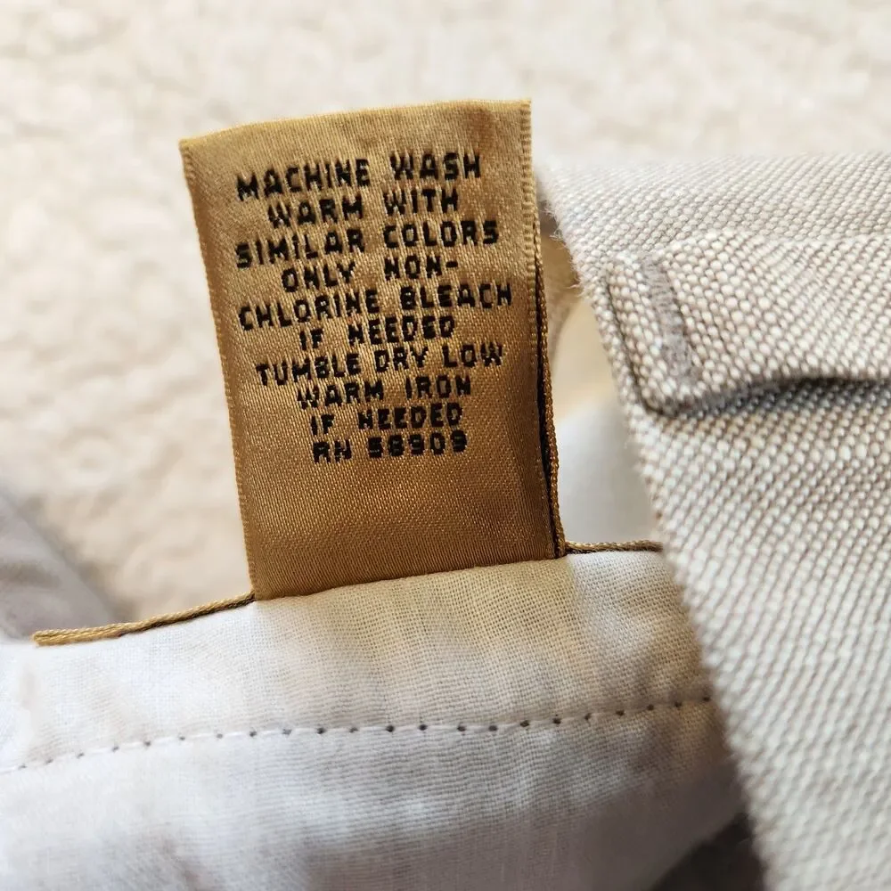 Vtg Roundtree & Yorke Mens Beige Linen Blend Gold Label Pleated Pants Size 38x29